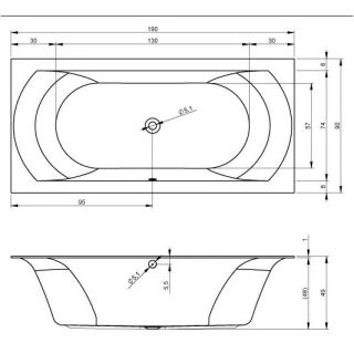 Акриловая ванна Riho Linares B144001005 200х90см белый